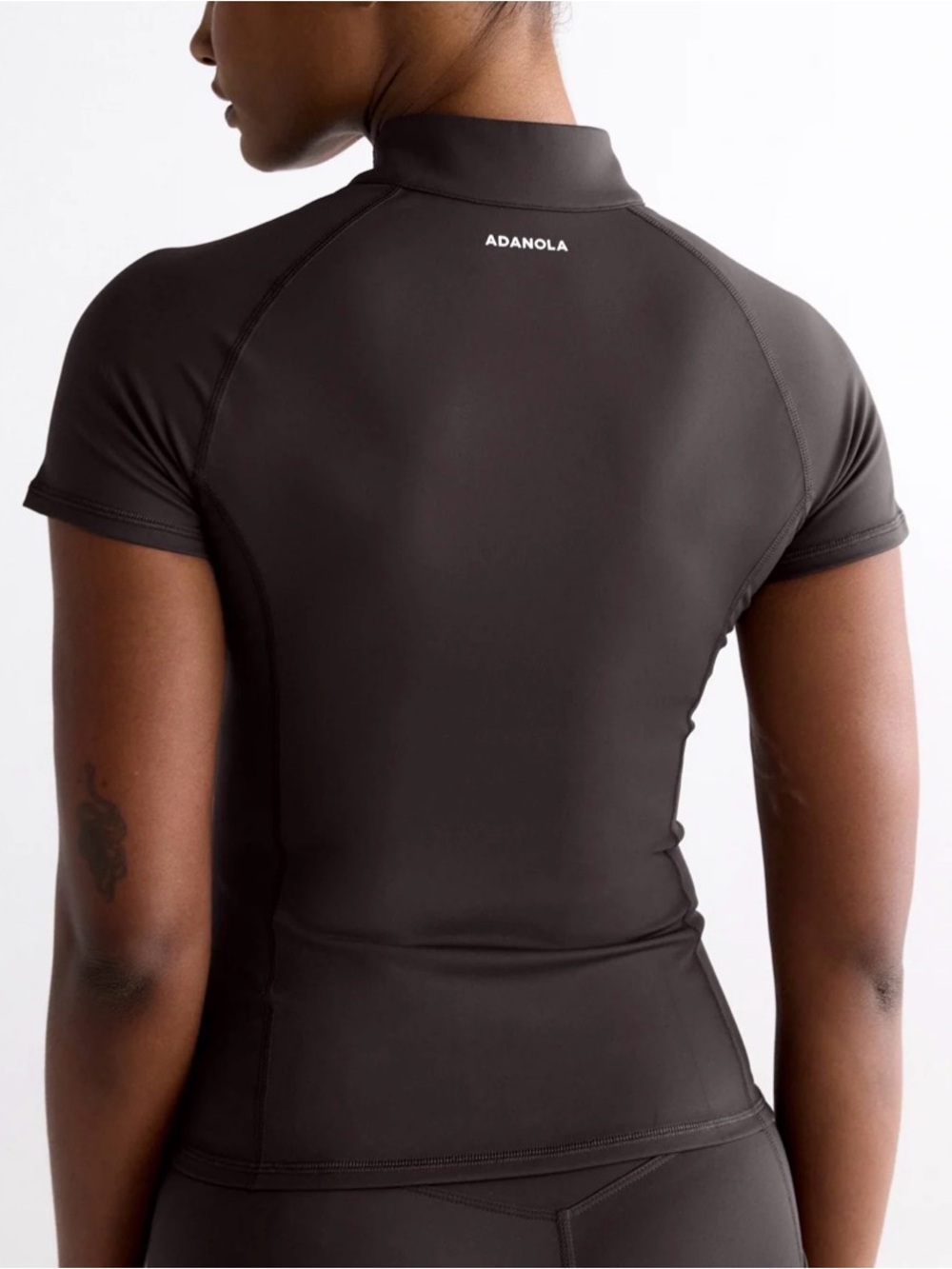 Adanola Ultimate Short Sleeve Zip Up Top - Coffee Bean - Picture 2 of 6